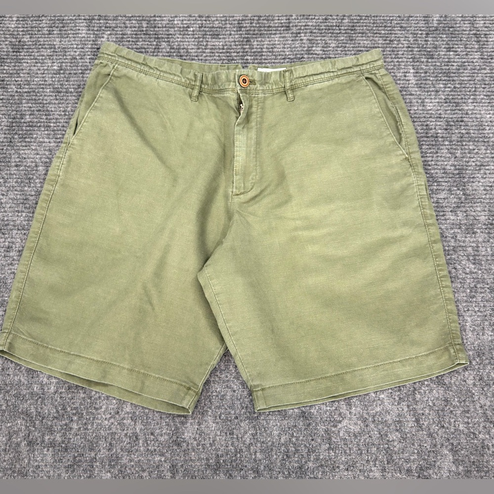 GAP Men's 36 Army Green 10" Inseam Linen Cotton Blend Shorts (A1/040)